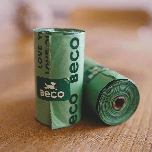 Two rolls of green dog poop bags