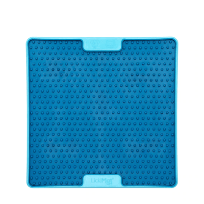 A turquoise square hard case rubber mat with small numbs inside.