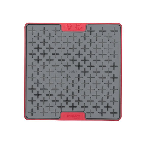 A red square hard case rubber mat with plus signs inside.
