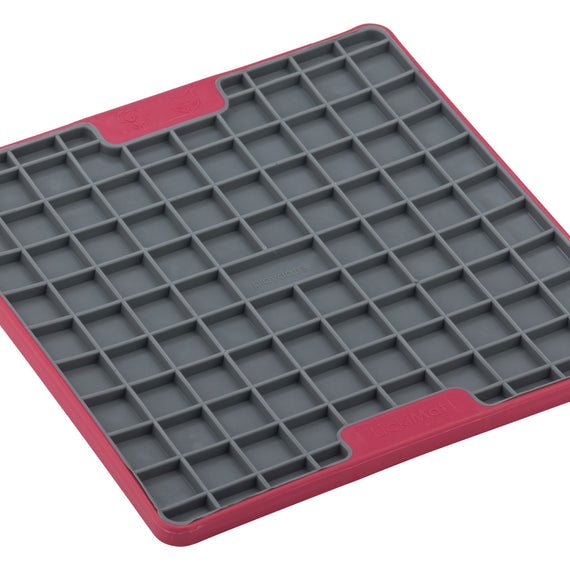 A red square hard case rubber mat with squares inside.
