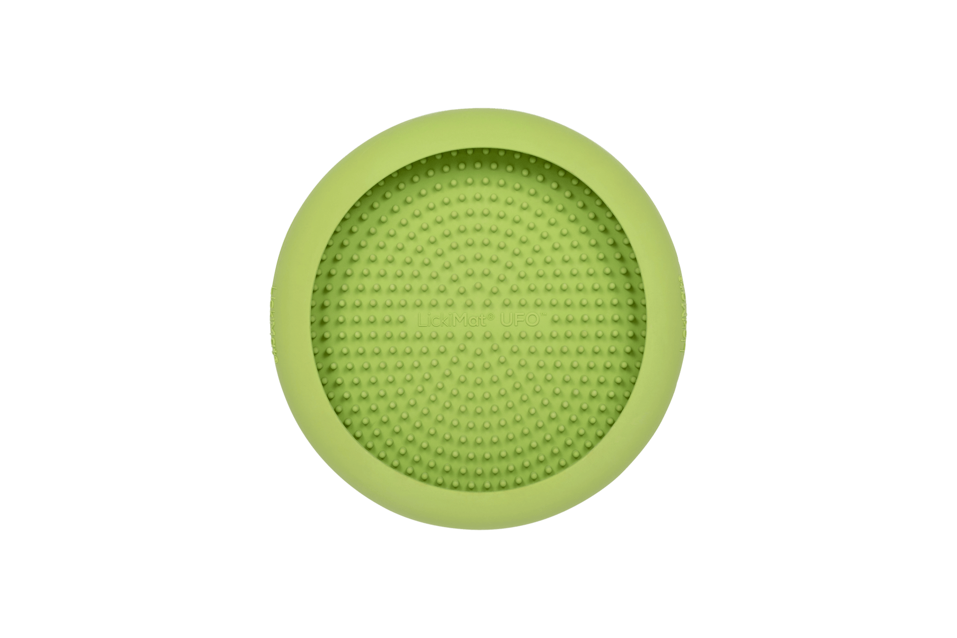 A green rubber bowl with numbs inside.