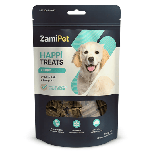 A packet of Puppy Dog Treats with Golden Retriever on the packet